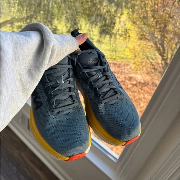 Hoka one one gray yellow 10.5 running sneakers - Picture 3 of 7